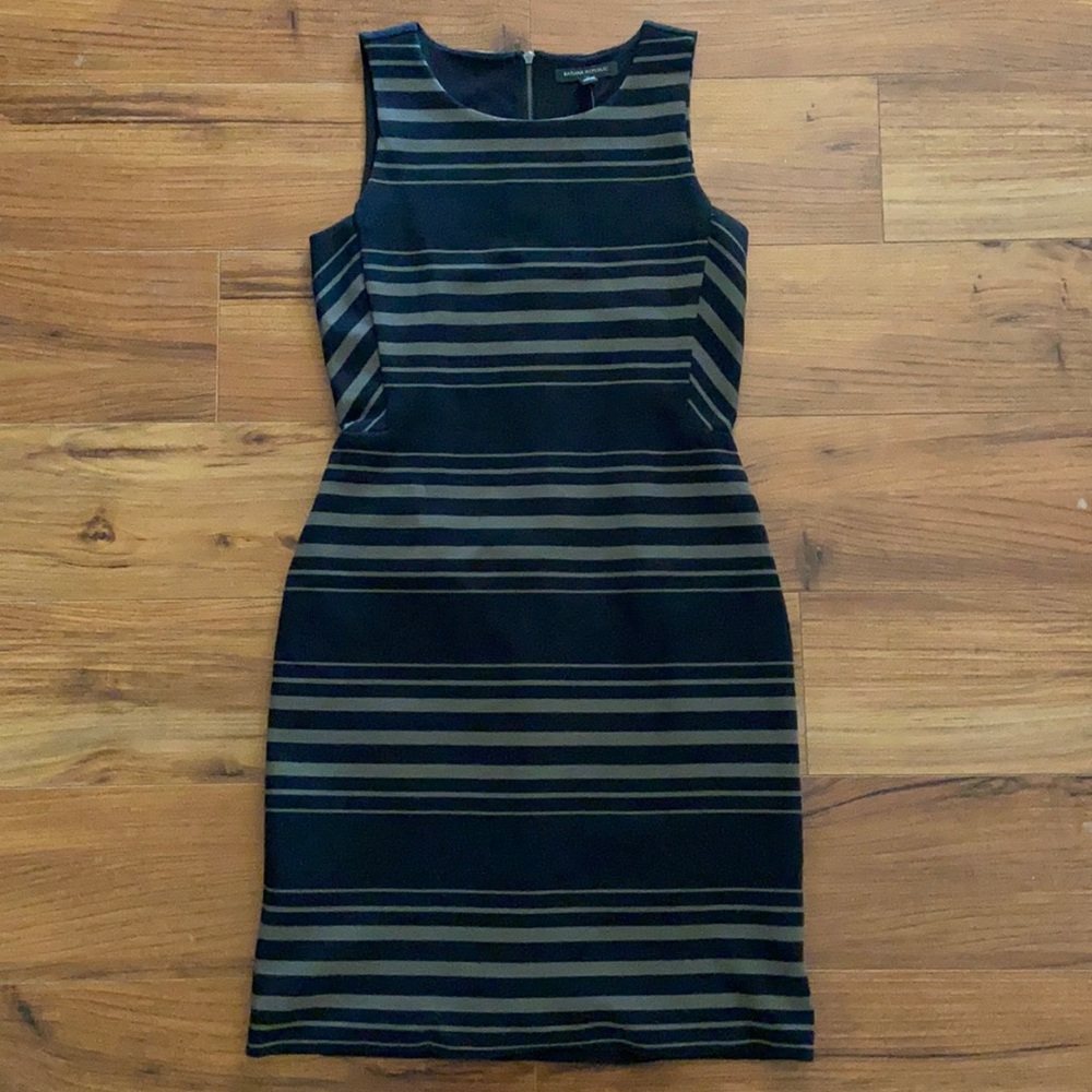 Banana Republic Sheath Black and Olive Green Dress